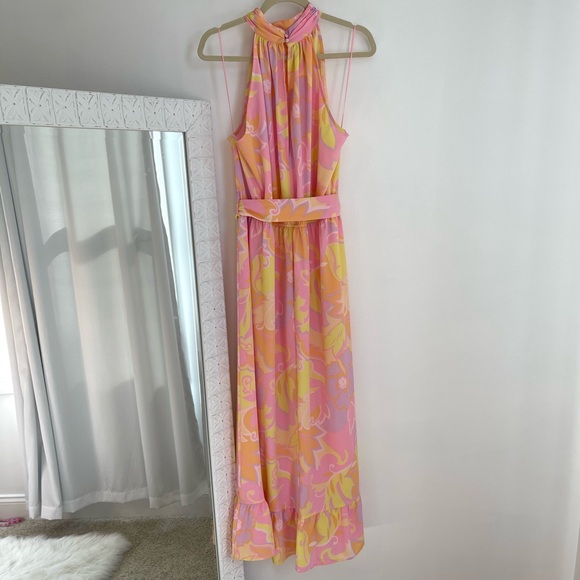 ASOS Retro Floral Halter Belted Mod Maxi Dress - Picture 7 of 16